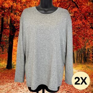 New Style & Co Women Plus Size Long Sleeve Top, Grey Heather, 2X